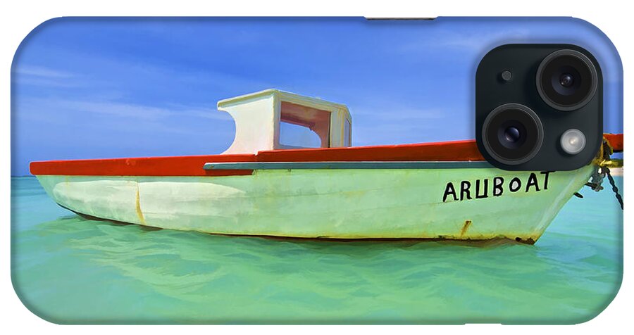Aqua iPhone Case featuring the photograph Fishing Boat Aruboat of Aruba by David Letts