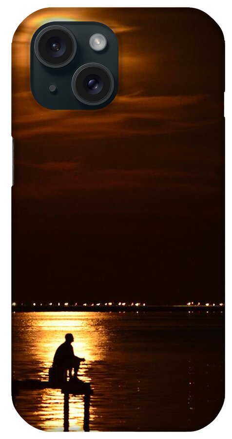 Fisherman iPhone Case featuring the photograph Fishing by Moonlight01 by Jeff at JSJ Photography