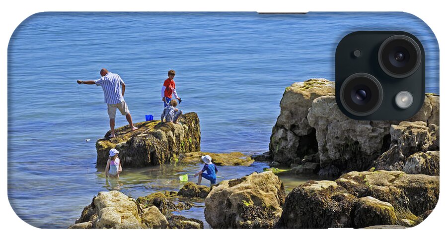Bright iPhone Case featuring the photograph Fishing from the Rocks, Seaview by Rod Johnson