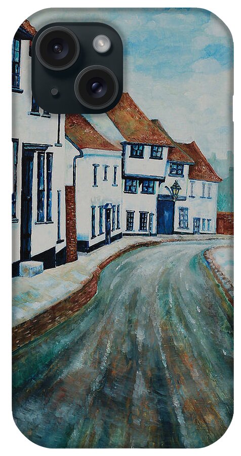 St Albans iPhone Case featuring the painting Fishpool Street - St Albans - Winter Scene by Giovanni Caputo
