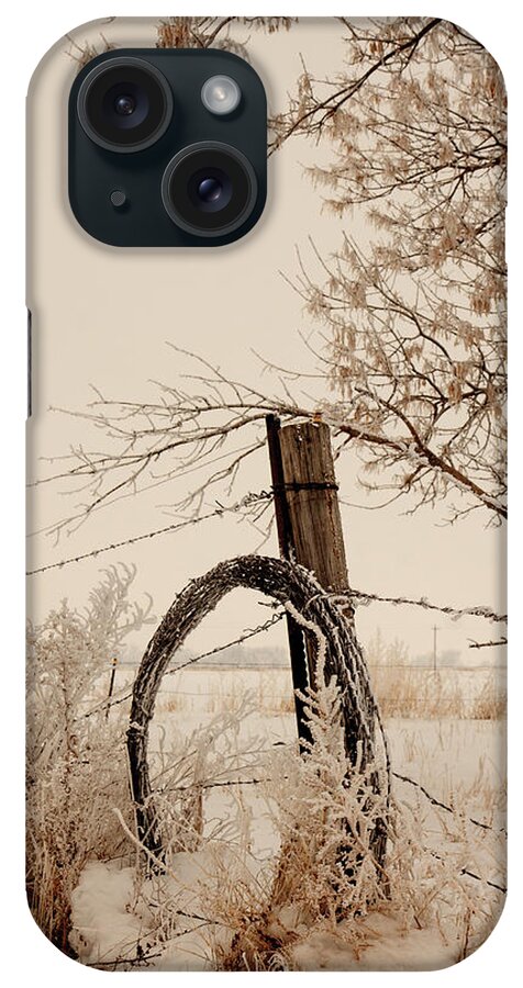  Farmers iPhone Case featuring the photograph Fixing Fence by Shirley Heier