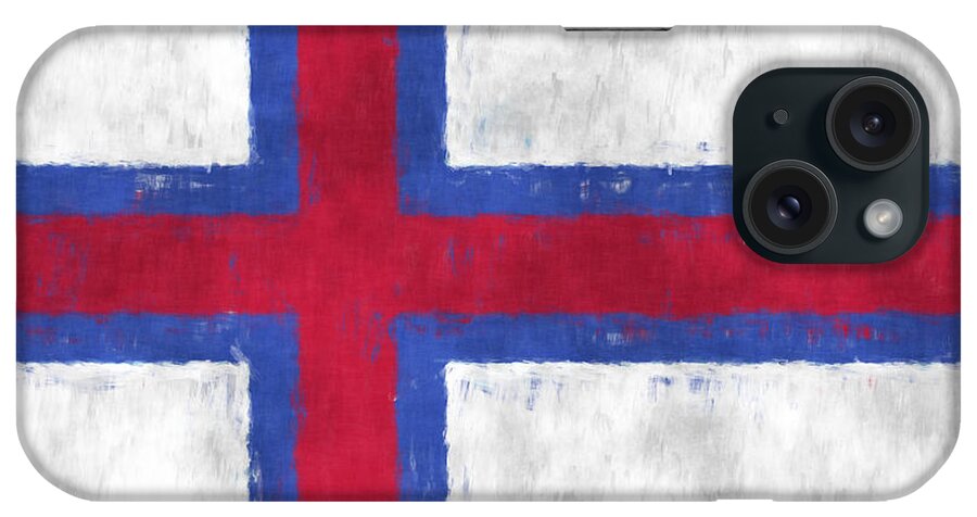 Abstract iPhone Case featuring the digital art Flag of Faroe Islands by World Art Prints And Designs