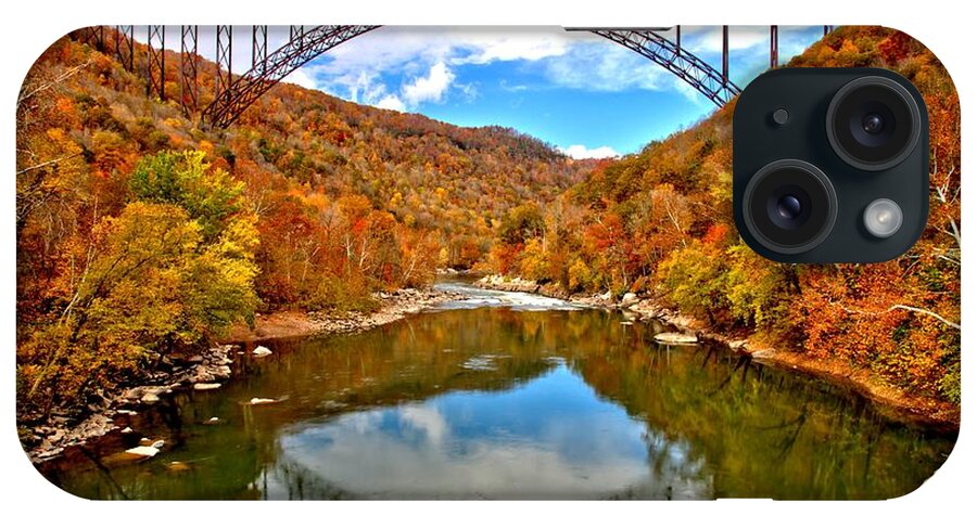 New River Gorge iPhone Case featuring the photograph Flaming Fall Foliage At New River Gorge by Adam Jewell
