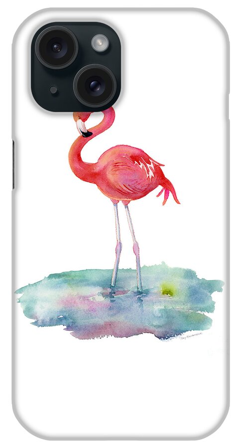 Flamingo iPhone Case featuring the painting Flamingo Pose by Amy Kirkpatrick