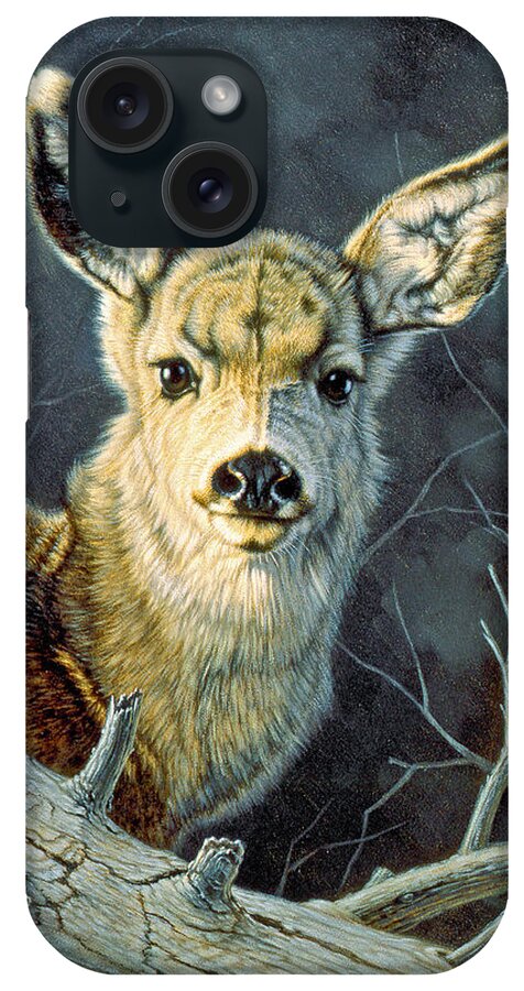 Wildlife iPhone Case featuring the painting Fleeting Visit- Fawn by Paul Krapf