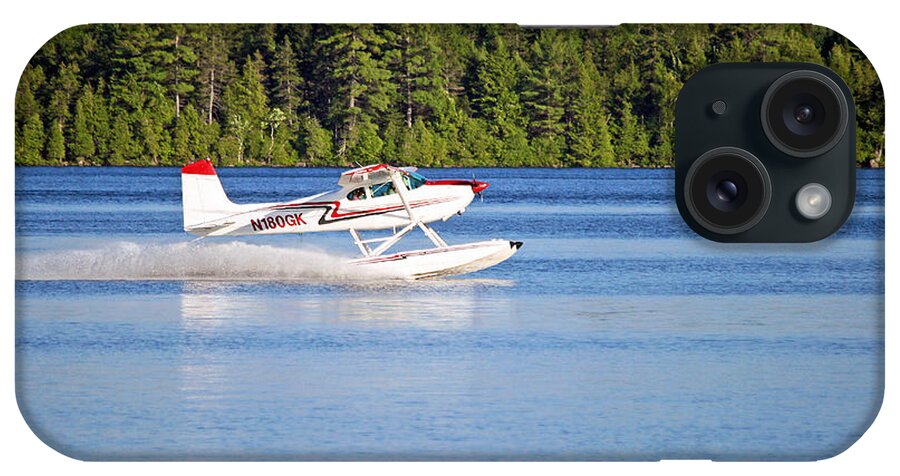 Float Plane iPhone Case featuring the photograph Float Plane Landing on the Lake by Barbara West