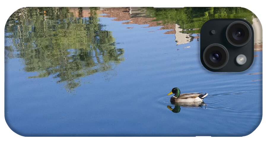 Duck iPhone Case featuring the photograph Floating in Reflections by Susan Stone