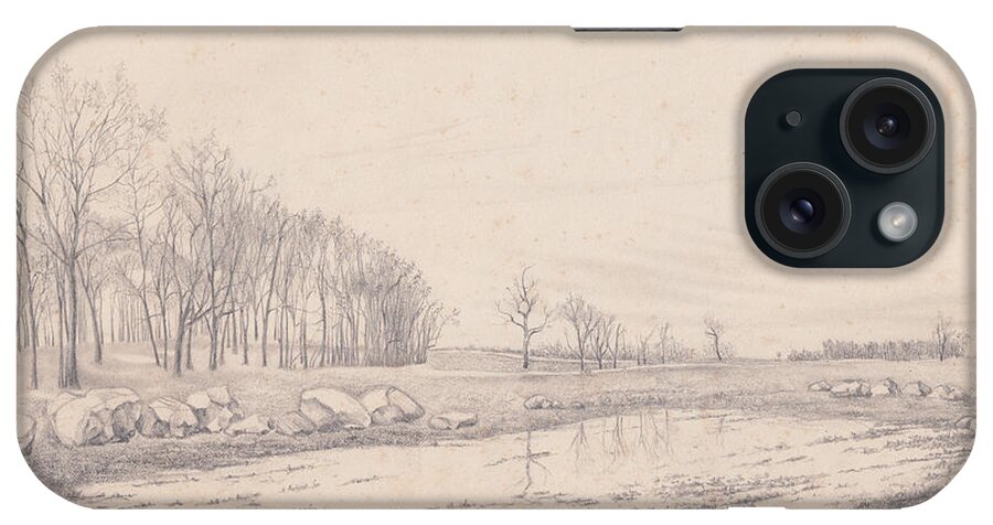 Farm iPhone Case featuring the drawing Flooded Field by Robert Tracy