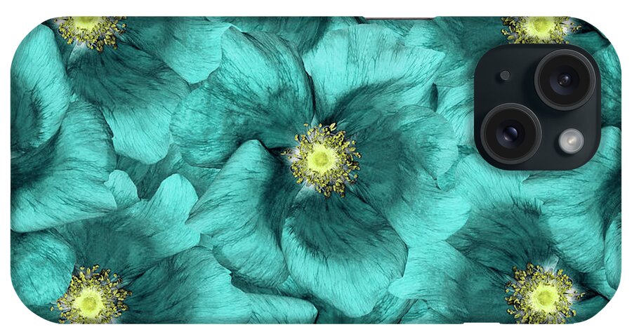 Printmaking Technique iPhone Case featuring the photograph Floral Background .turquoise Flowers by Fnadya76