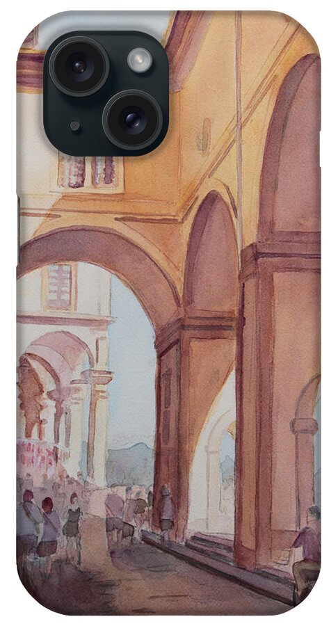 Florence iPhone Case featuring the painting Florence Arcade by Jenny Armitage