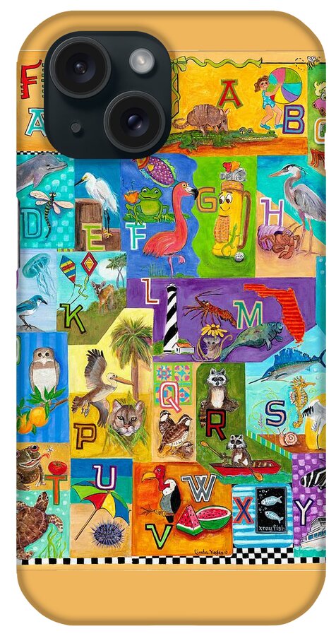 Abc Art iPhone Case featuring the painting Florida ABCs by Linda Kegley