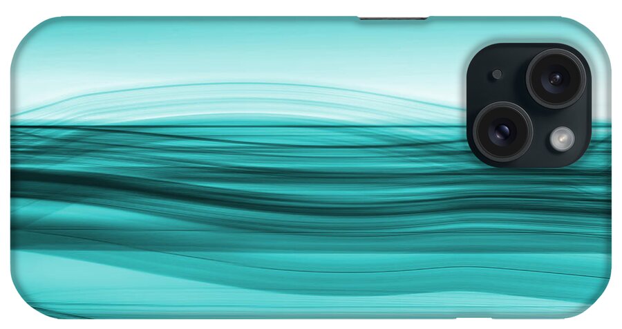 Abstract iPhone Case featuring the digital art Flow - Cyan by Hannes Cmarits