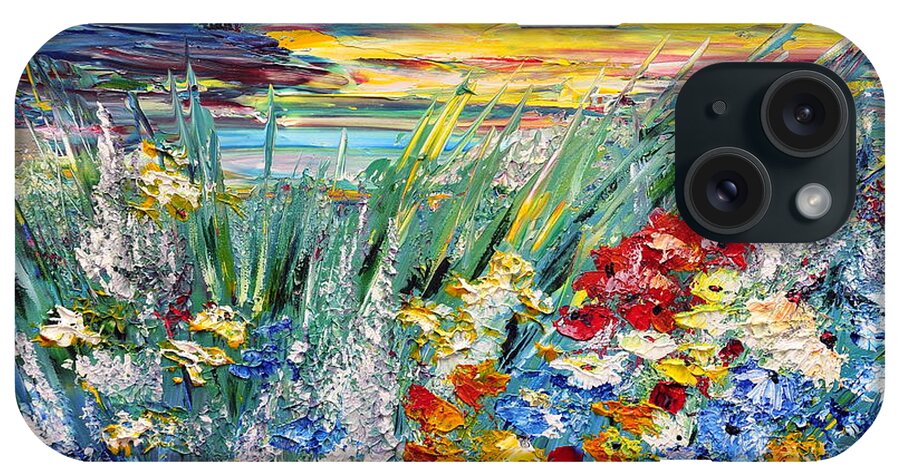 Acrylic iPhone Case featuring the painting Flower Field by Teresa Wegrzyn