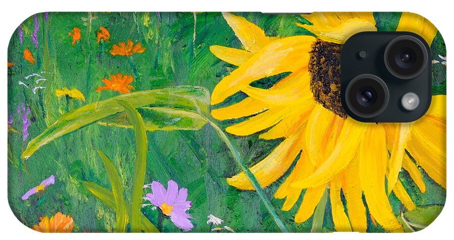 Sunflower Canvas Prints iPhone Case featuring the painting Flower Fun by Cheryl Nancy Ann Gordon