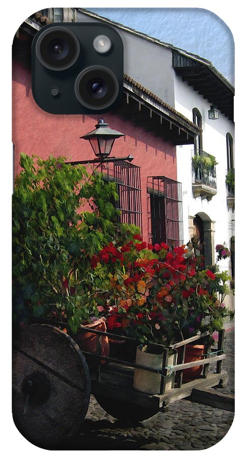Guatemala iPhone Case featuring the photograph Flower Wagon Antigua Guatemala by Kurt Van Wagner