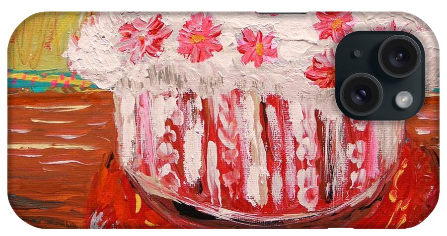 Cake iPhone Case featuring the painting Flowers in the Frosting by Mary Carol Williams