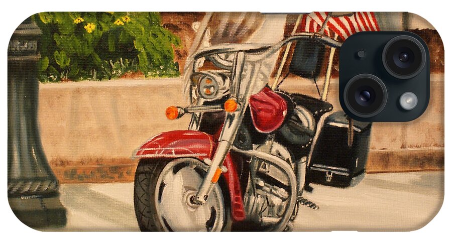 Motorcycle iPhone Case featuring the painting Flying Colors by Jill Ciccone Pike