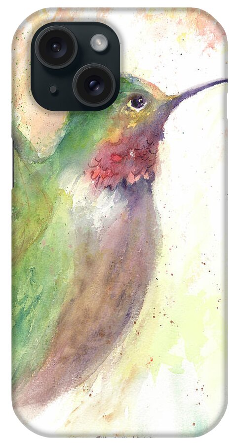 Hummingbird iPhone Case featuring the painting Flying Jewel by Christy Lemp