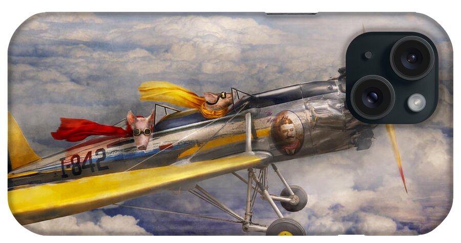 Pig iPhone Case featuring the photograph Flying Pig - Plane - The joy ride by Mike Savad