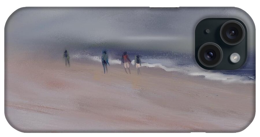 Ipad Painting iPhone Case featuring the digital art Fog On Folly Field Beach by Frank Bright