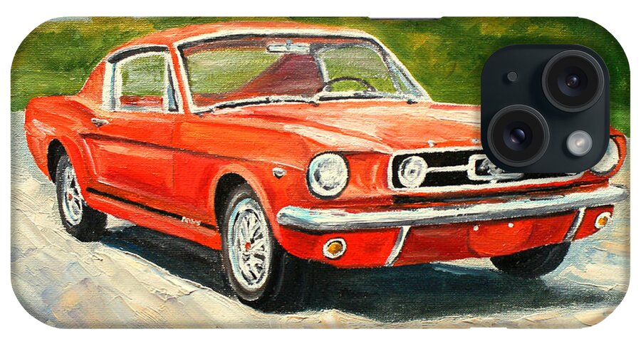Mustang iPhone Case featuring the painting Ford Mustang 1965 by Luke Karcz