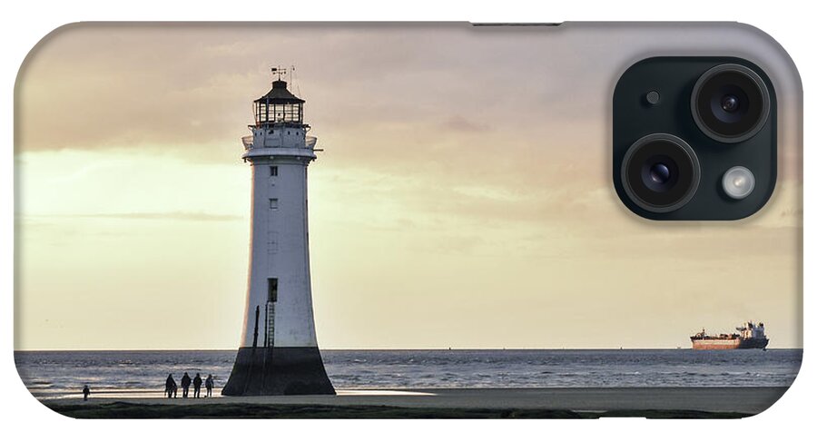 Lighthouse iPhone Case featuring the photograph Fort Perch Lighthouse and ship by Spikey Mouse Photography