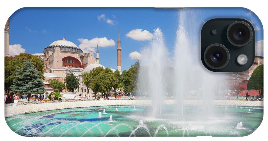 Istanbul iPhone Case featuring the photograph Fountain In Sultan Ahmet Park, Hagia by Laurie Noble