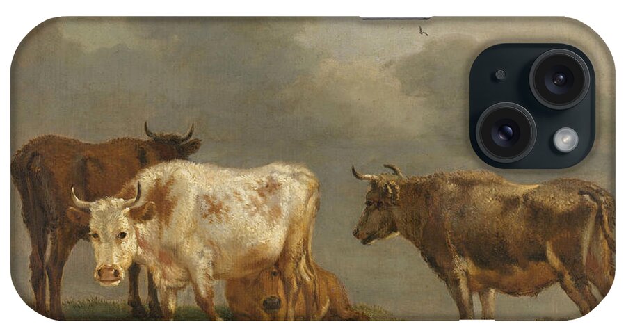 Potter iPhone Case featuring the painting Four Cows in a Meadow by Paulus Potter