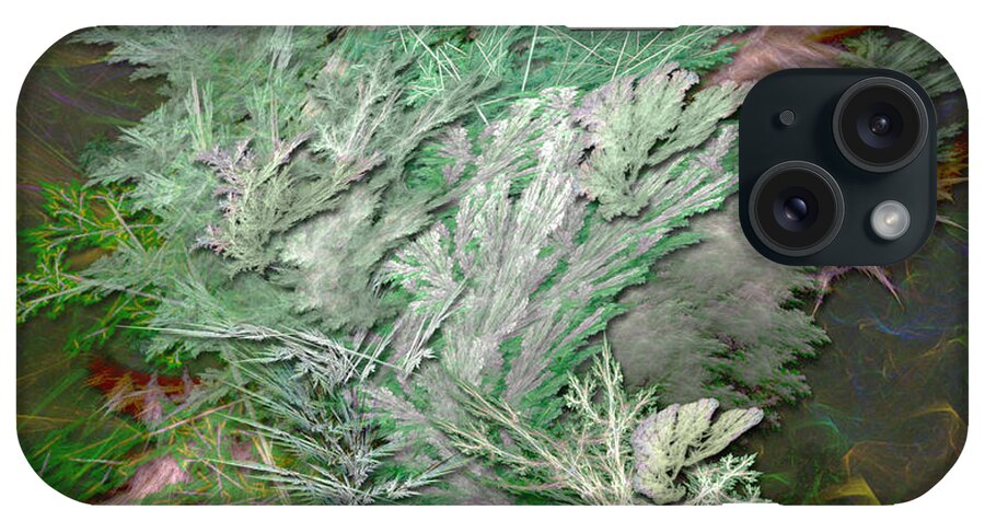 Green iPhone Case featuring the digital art Fractal Ferns by Ann Stretton