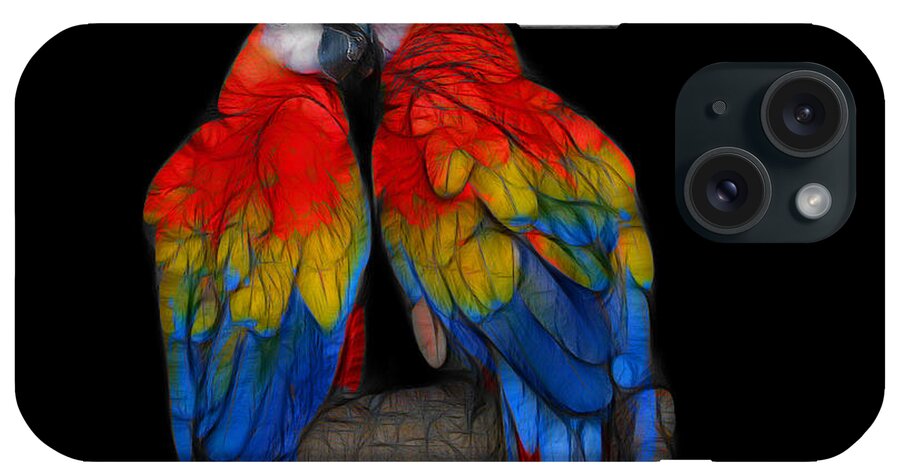 Animals iPhone Case featuring the digital art Fractal Parrots by Teresa Zieba