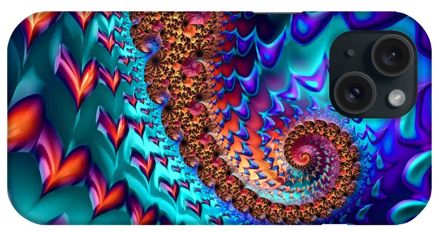 Love iPhone Case featuring the digital art Fractal sea of love with hearts by Matthias Hauser