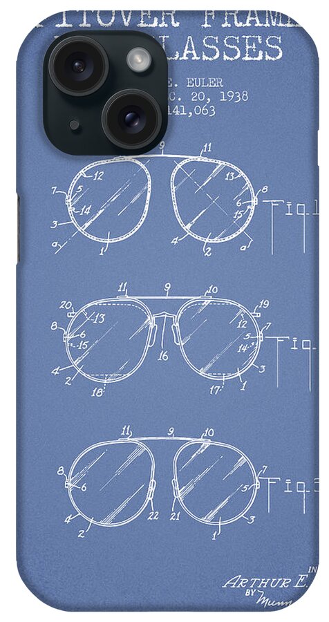 Frame for Glasses patent from 1938 - Light Blue iPhone Case