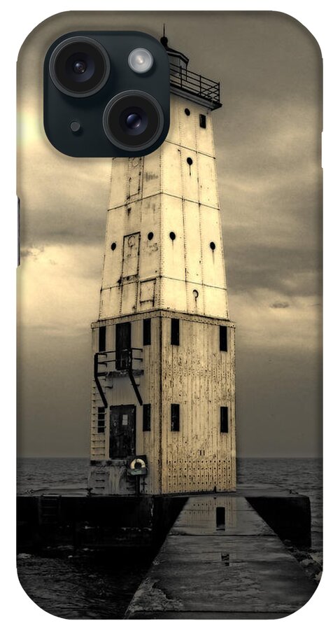 Lighthouse iPhone Case featuring the photograph Frankfort North Breakwater by Michelle Calkins