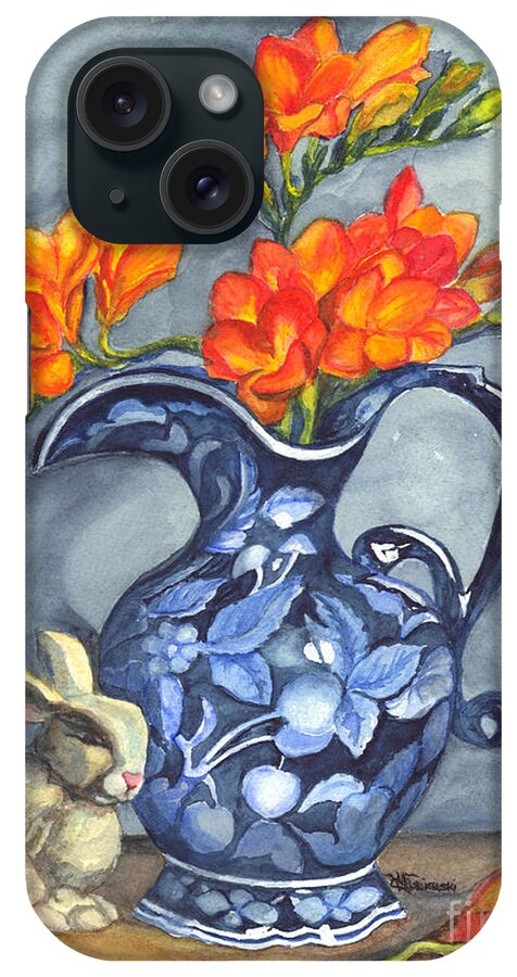 Freesia iPhone Case featuring the painting Freesias in a Vase by Carol Wisniewski