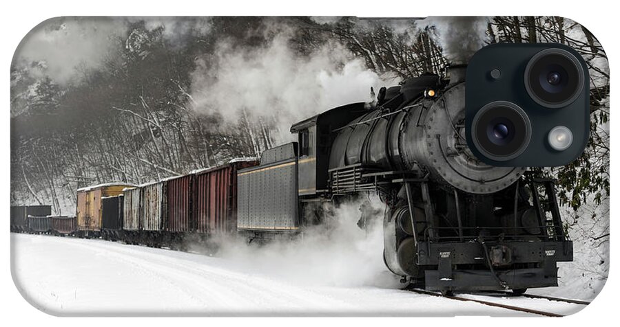 Scenics iPhone Case featuring the photograph Freight Train With Steam Locomotive by Catnap72