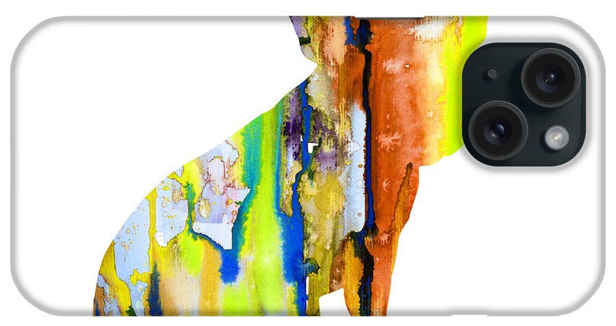 Colorful French Bulldog Watercolor Print iPhone Case featuring the painting French Bulldog 8 by Watercolor Girl