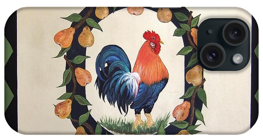 Rooster iPhone Case featuring the painting French Country Rooster With Pears by Cindy Micklos