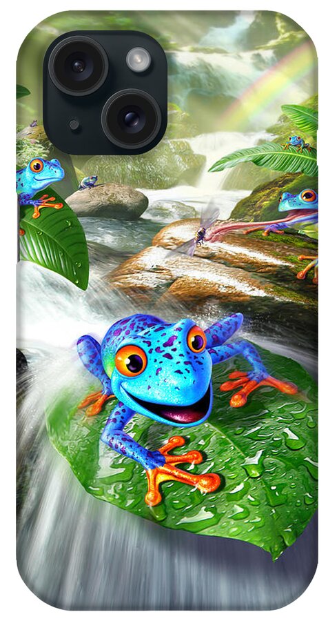 Frogs iPhone Case featuring the digital art Frog Capades by Jerry LoFaro