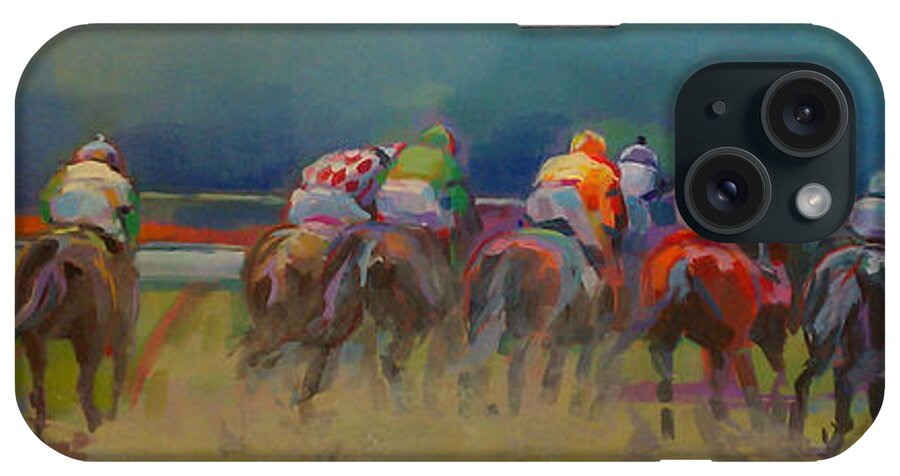 Racetrack iPhone Case featuring the painting From Behind by Kimberly Santini