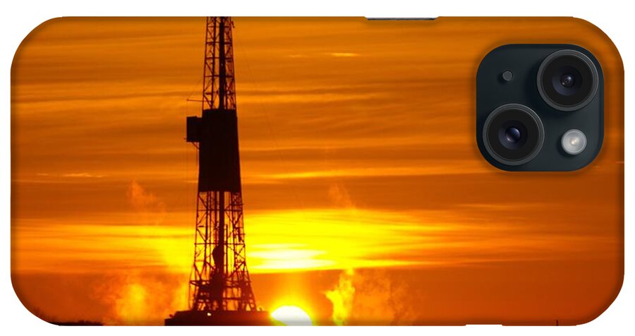 Oil Rigs iPhone Case featuring the photograph Frontier Nineteen Xto Energy Culbertson Montana by Jeff Swan