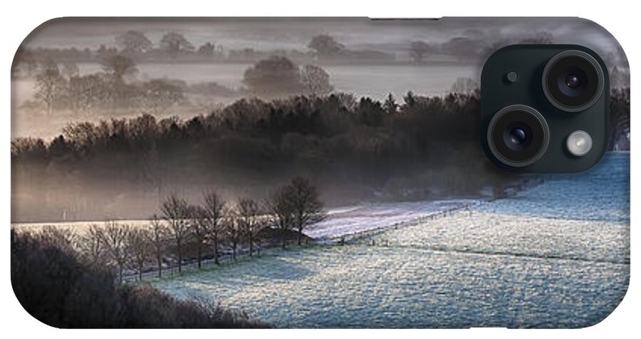 Landscape iPhone Case featuring the photograph Frosty spring morning panoramic by Simon Bratt