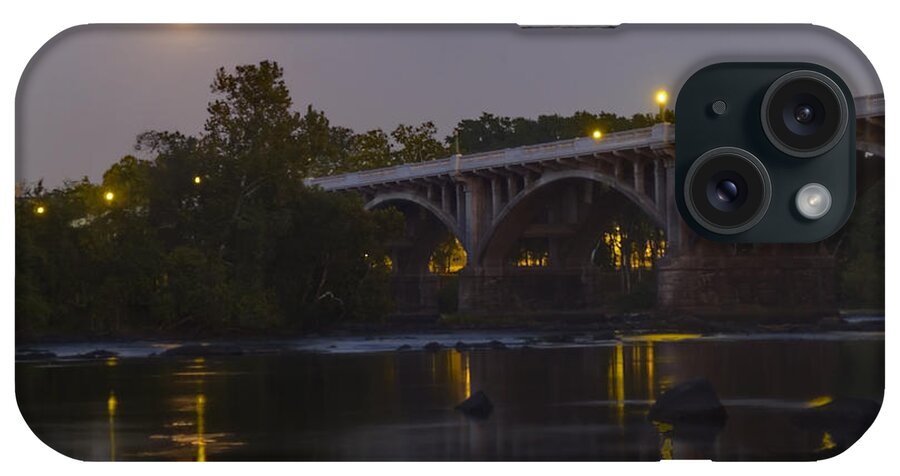 Gervais Street Bridge iPhone Case featuring the photograph Gervais Street Bridge, Full Moon and Jupiter by Charles Hite