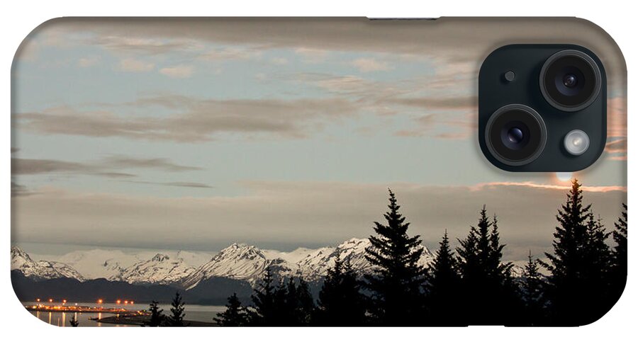 Homer iPhone Case featuring the photograph Full Moon Over Homer Alaska by Natasha Bishop