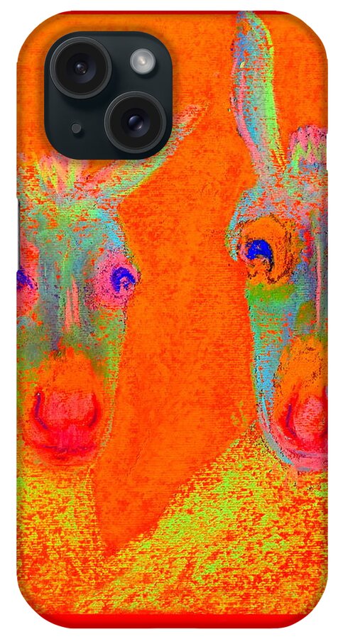 Donkey iPhone Case featuring the painting Funky Donkeys Art Prints by Sue Jacobi