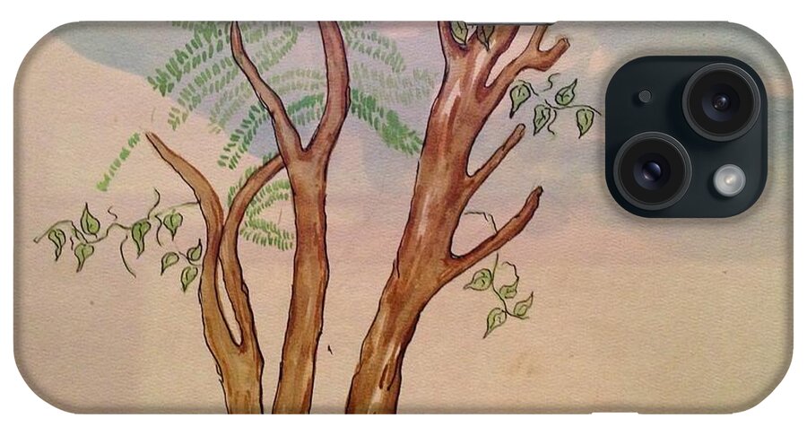 Tree iPhone Case featuring the painting Funny Tree by Erika Jean Chamberlin