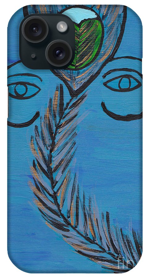 Peacock iPhone Case featuring the painting Ganpati Peacock Feather by Melissa Vijay Bharwani