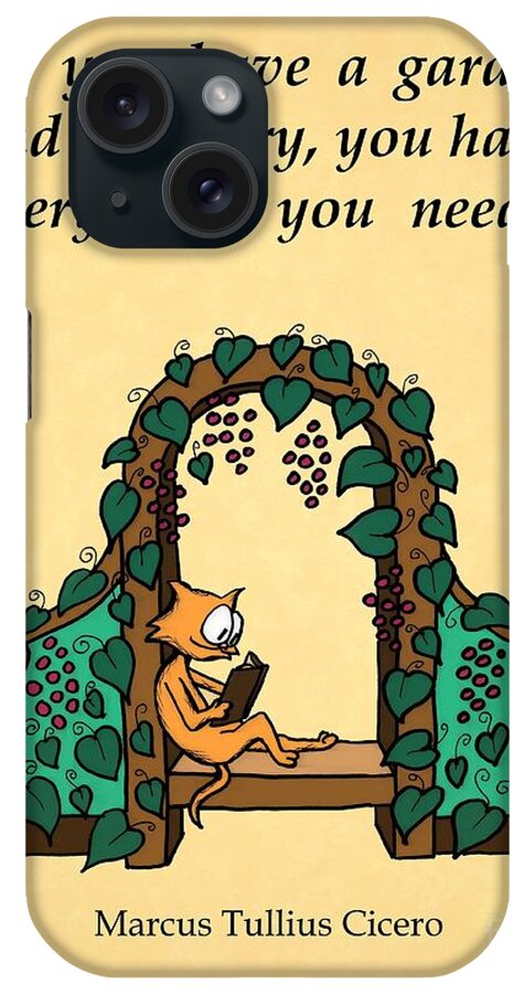 Books iPhone Case featuring the digital art Garden and Library by Pet Serrano