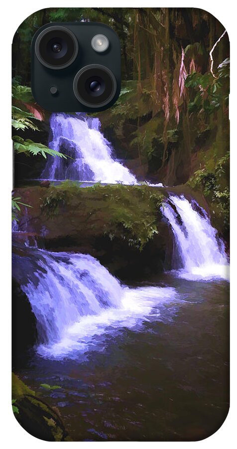 Hawaii iPhone Case featuring the digital art Garden Falls by Robert Bissett