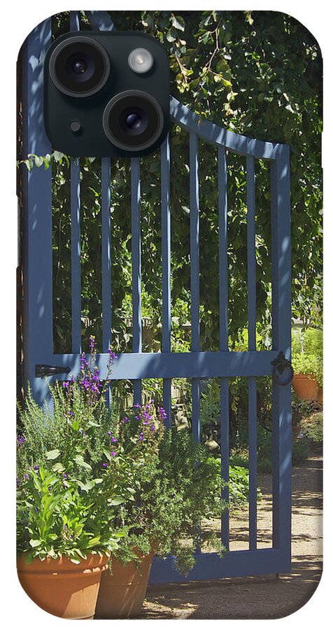 Blue Gate iPhone Case featuring the photograph Garden Gate by Kathleen Scanlan