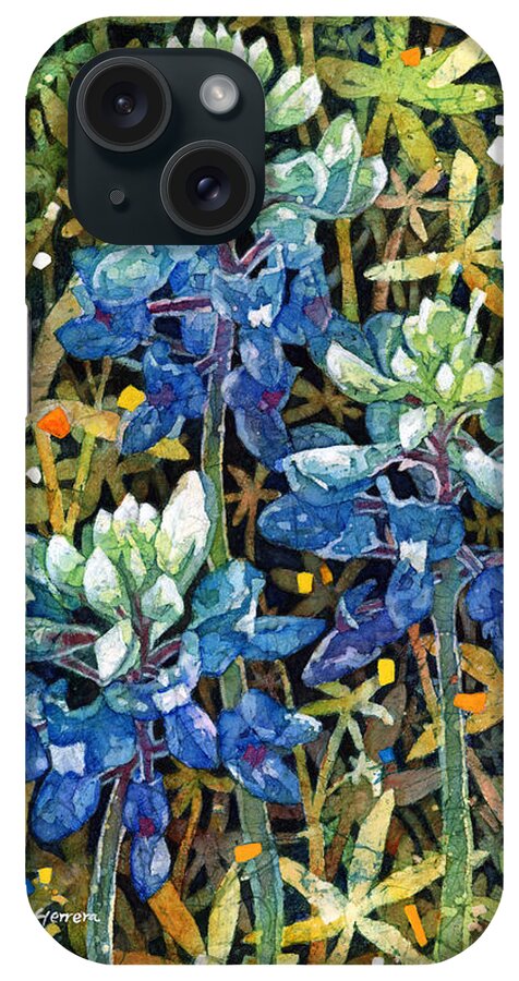 Bluebonnet iPhone Case featuring the painting Garden Jewels II by Hailey E Herrera